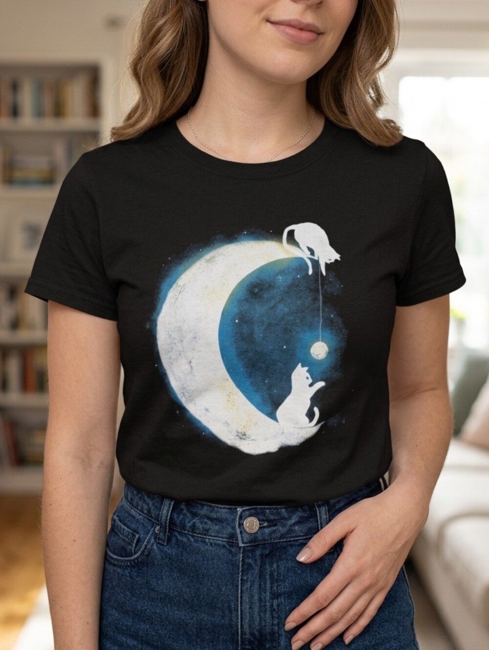Moon Cat 100% Cotton Tee